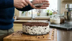 Čokoládová torta bez pečenia s ľahkým krémom a kakaovou posýpkou, ktorá zachutí celej rodine